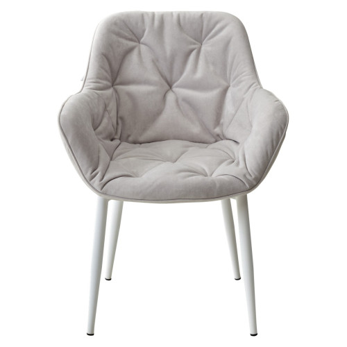 Стул БЕЙЛИС светло-серый, микровелюр / белый каркас M-City