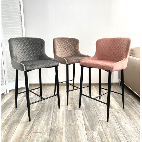 Полубарный стул ARTEMIS BLUVEL-52 PINK (H=65cm), велюр М-City