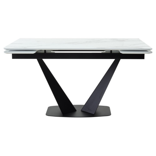 Стол Ниагара 160 Белый мрамор, стекло / черный каркас М-City