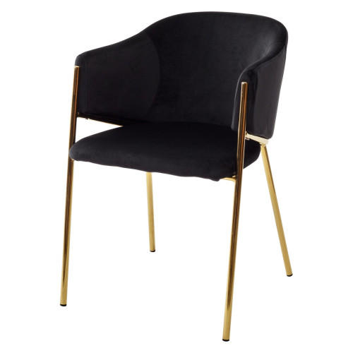 Стул DILL BLUVEL-19 BLACK, велюр/ золотой каркас, М-City