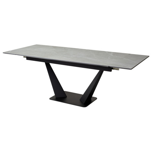 Стол Ниагара 160 Темно-серый мрамор с белыми прожилками, керамика / черный каркас М-City