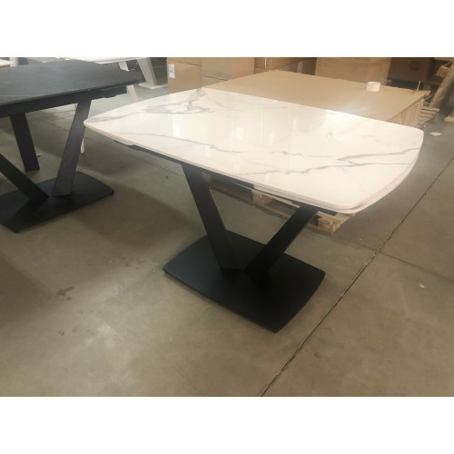 Стол ALATRI 120 GLOSS STATUARIO WHITE SINTERED STONE / BLACK М-City