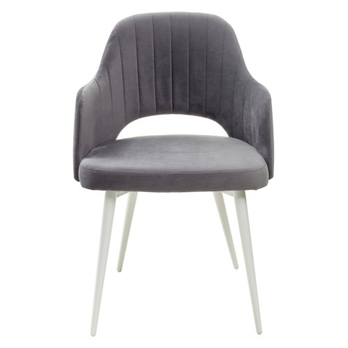 Стул FANTINE-LA СЕРЫЙ #27, велюр/ белый каркас М-City