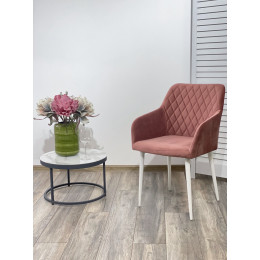 Стул BRANDY-X РОЗОВЫЙ #15, велюр/ белый каркас М-City