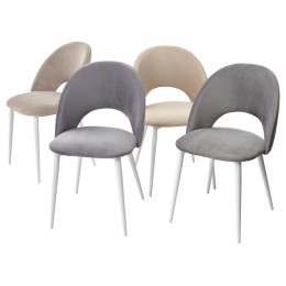 Стул MAX бежевый #5, велюр / белый каркас М-City