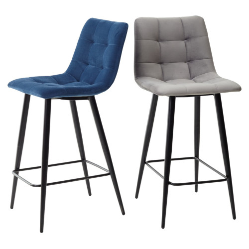 Полубарный стул CHILLI-QB светло-серый #26, велюр / черный каркас (H=66cm) М-City