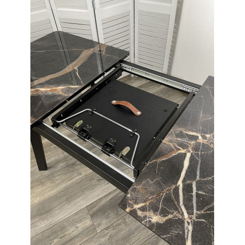 Стол АРУБА 140 МЕЙДЖИК, стекло / черный каркас М-City