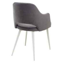 Стул FANTINE-LA СЕРЫЙ #27, велюр/ белый каркас М-City