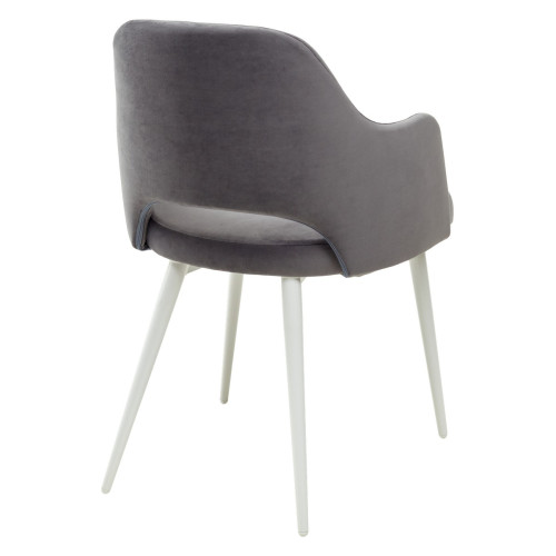 Стул FANTINE-LA СЕРЫЙ #27, велюр/ белый каркас М-City