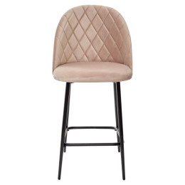 Полубарный стул НИРВАНА, цвет бежевый B-05, велюр / черный каркас H=63cm М-City