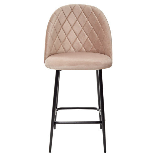 Полубарный стул НИРВАНА, цвет бежевый B-05, велюр / черный каркас H=63cm М-City