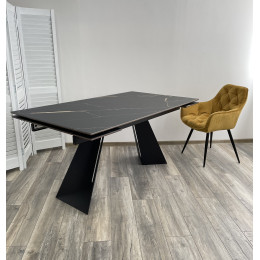 Стол Купер 160 Обсидиан, стекло / черный каркас М-City