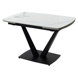 Стол ALATRI 120 GLOSS STATUARIO WHITE SINTERED STONE / BLACK М-City