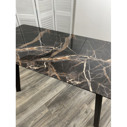 Стол АРУБА 140 МЕЙДЖИК, стекло / черный каркас М-City