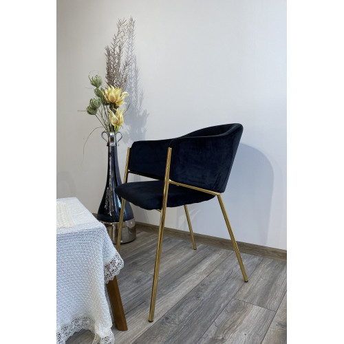 Стул DILL BLUVEL-19 BLACK, велюр/ золотой каркас, М-City