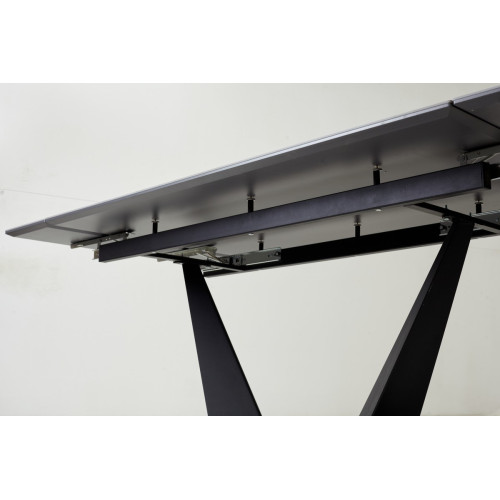 Стол Ниагара 160 Темно-серый мрамор с белыми прожилками, керамика / черный каркас М-City