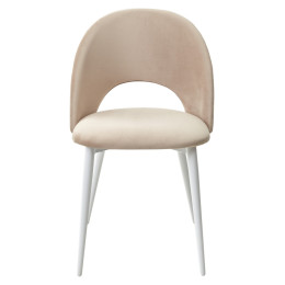 Стул MAX бежевый #5, велюр / белый каркас М-City