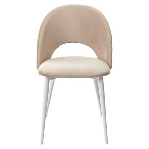 Стул MAX бежевый #5, велюр / белый каркас М-City