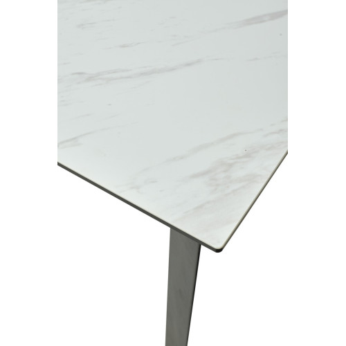 Стол CREMONA 180 KL-99 Белый мрамор матовый, итальянская керамика / черный каркас М-City