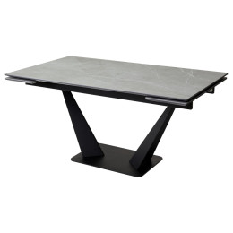 Стол Ниагара 160 Темно-серый мрамор с белыми прожилками, керамика / черный каркас М-City