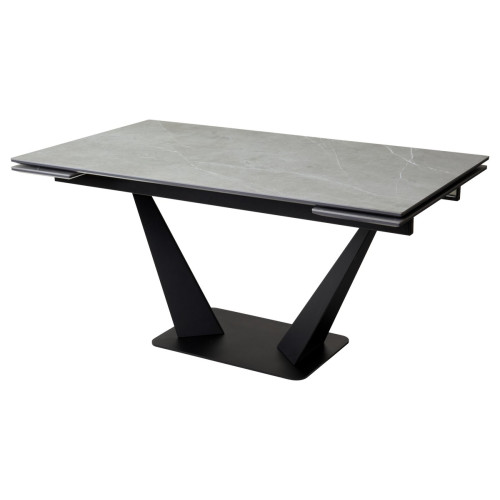 Стол Ниагара 160 Темно-серый мрамор с белыми прожилками, керамика / черный каркас М-City