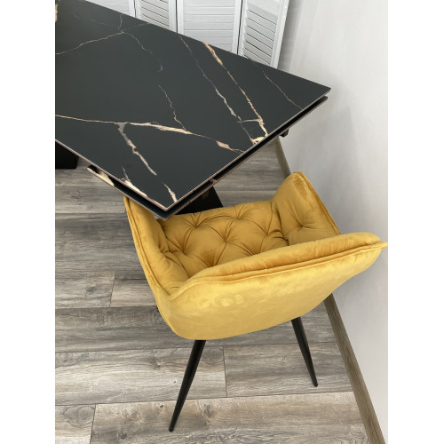 Стол Купер 160 Обсидиан, стекло / черный каркас М-City