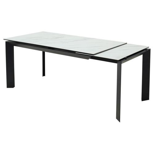 Стол CREMONA 180 KL-99 Белый мрамор матовый, итальянская керамика / черный каркас М-City