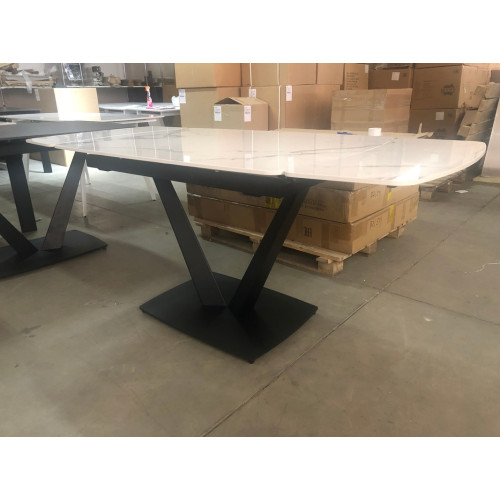 Стол ALATRI 120 GLOSS STATUARIO WHITE SINTERED STONE / BLACK М-City