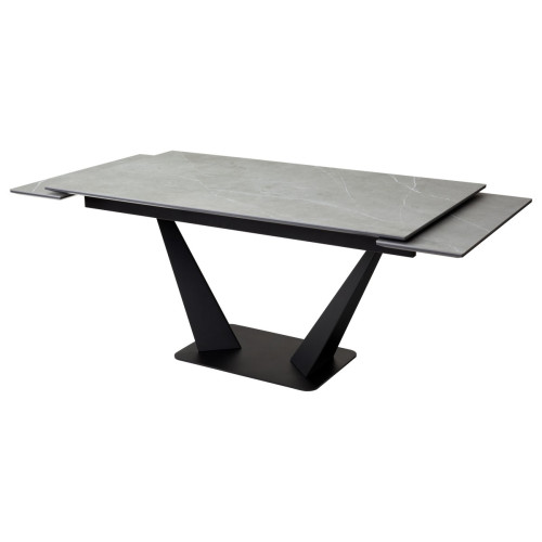 Стол Ниагара 160 Темно-серый мрамор с белыми прожилками, керамика / черный каркас М-City