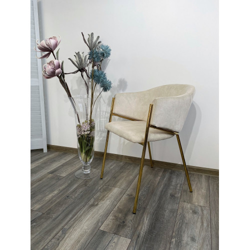 Стул DILL PK6015-05 (VBP205) античный светло-бежевый, велюр/ золотой каркас, М-City