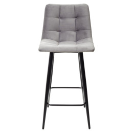 Полубарный стул CHILLI-QB светло-серый #26, велюр / черный каркас (H=66cm) М-City