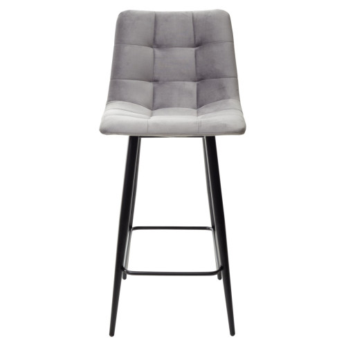 Полубарный стул CHILLI-QB светло-серый #26, велюр / черный каркас (H=66cm) М-City