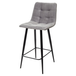 Полубарный стул CHILLI-QB светло-серый #26, велюр / черный каркас (H=66cm) М-City