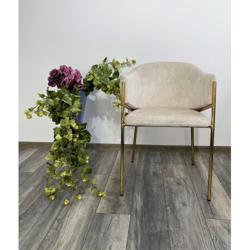 Стул DILL PK6015-05 (VBP205) античный светло-бежевый, велюр/ золотой каркас, М-City