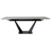 Стол Ниагара 160 Темно-серый мрамор с белыми прожилками, керамика / черный каркас М-City