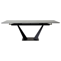 Стол Ниагара 160 Темно-серый мрамор с белыми прожилками, керамика / черный каркас М-City