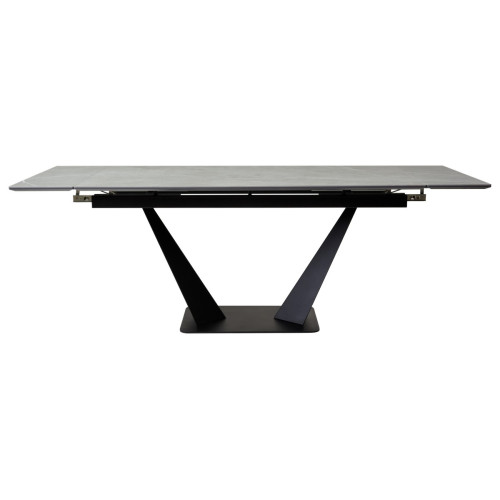 Стол Ниагара 160 Темно-серый мрамор с белыми прожилками, керамика / черный каркас М-City