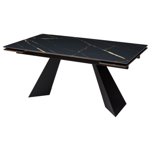 Стол Купер 160 Обсидиан, стекло / черный каркас М-City