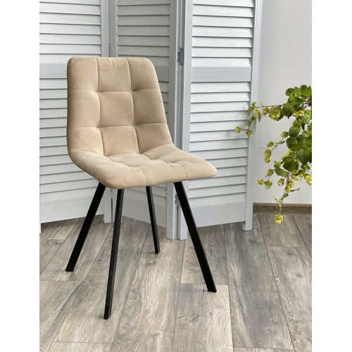 Стул CHILLI-Q SQUARE бежевый #5, велюр / черный каркас М-City