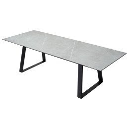 Стол Франк 200 Темно-серый мрамор, керамика / черный каркас М-City