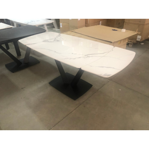 Стол ALATRI 120 GLOSS STATUARIO WHITE SINTERED STONE / BLACK М-City