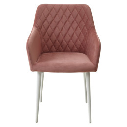 Стул BRANDY-X РОЗОВЫЙ #15, велюр/ белый каркас М-City