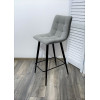 Полубарный стул CHILLI-QB светло-серый #26, велюр / черный каркас (H=66cm) М-City