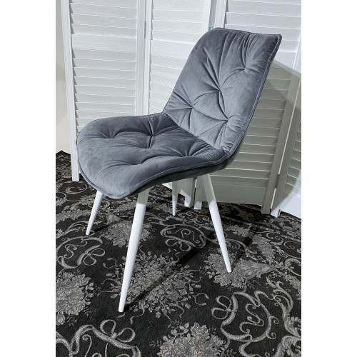 Стул MONACO UF910-05 DARK GREY, велюр/белый каркас M-City