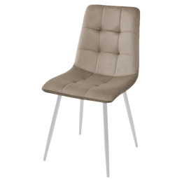 Стул BARI UF910-01 LATTE, велюр / белый каркас М-City