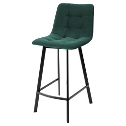 Полубарный стул CHILLI-QB SQUARE зеленый #19, велюр / черный каркас (H=66cm) М-City