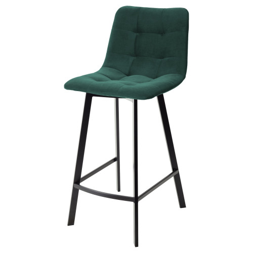 Полубарный стул CHILLI-QB SQUARE зеленый #19, велюр / черный каркас (H=66cm) М-City