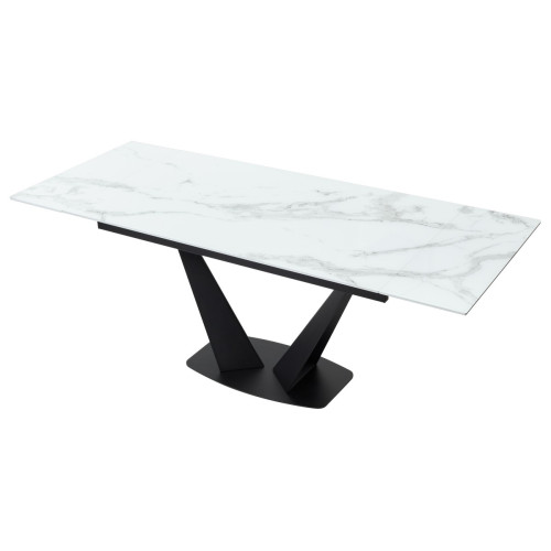 Стол Ниагара 160 БЕЛЫЙ МРАМОР, стекло / ЧЕРНЫЙ, М-City