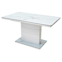 Стол ALTA 140 GREY-WHITE MARBLE/ WHITE глазурованное стекло М-City