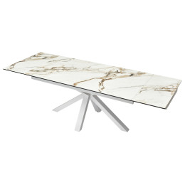 Стол ALTO 160 KL-188 Контрастный мрамор матовый, итальянская керамика/ белый каркас М-City